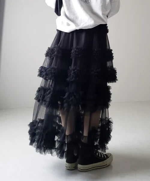 Midnight Frill Gothic Tiered Skirt