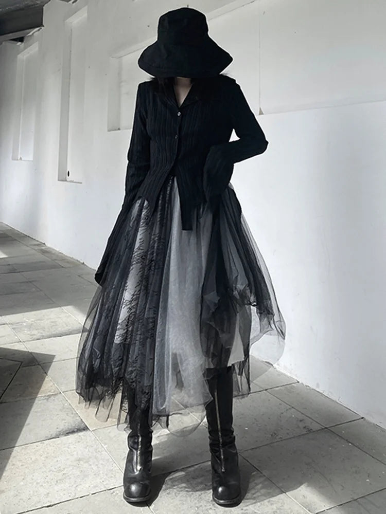 Ethereal Layers: Tulle Skirt with Printed Accents