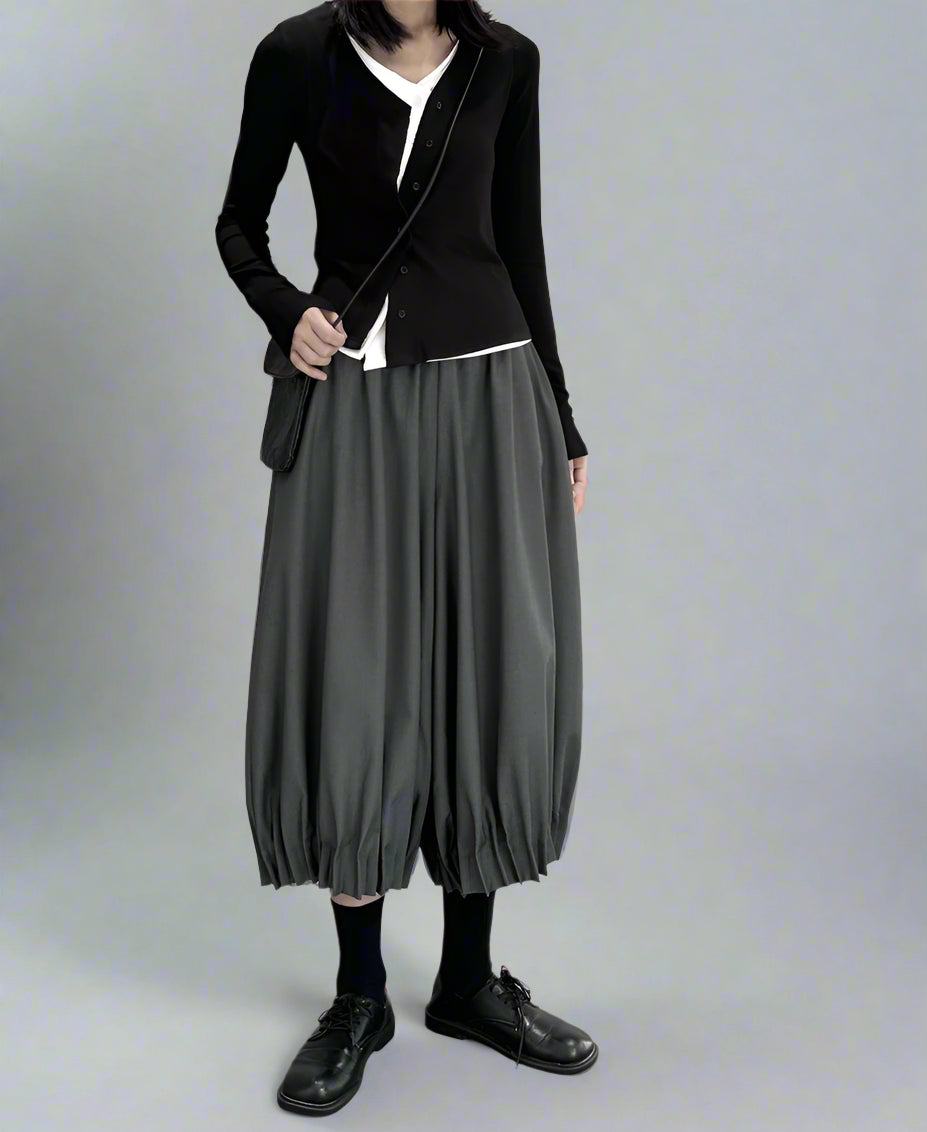 Puffed Clown-Style Mid-Calf Trousers