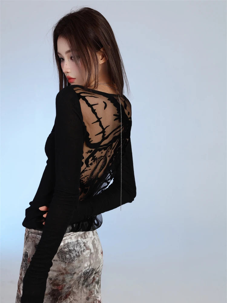 Nocturnal Wings Mesh Top