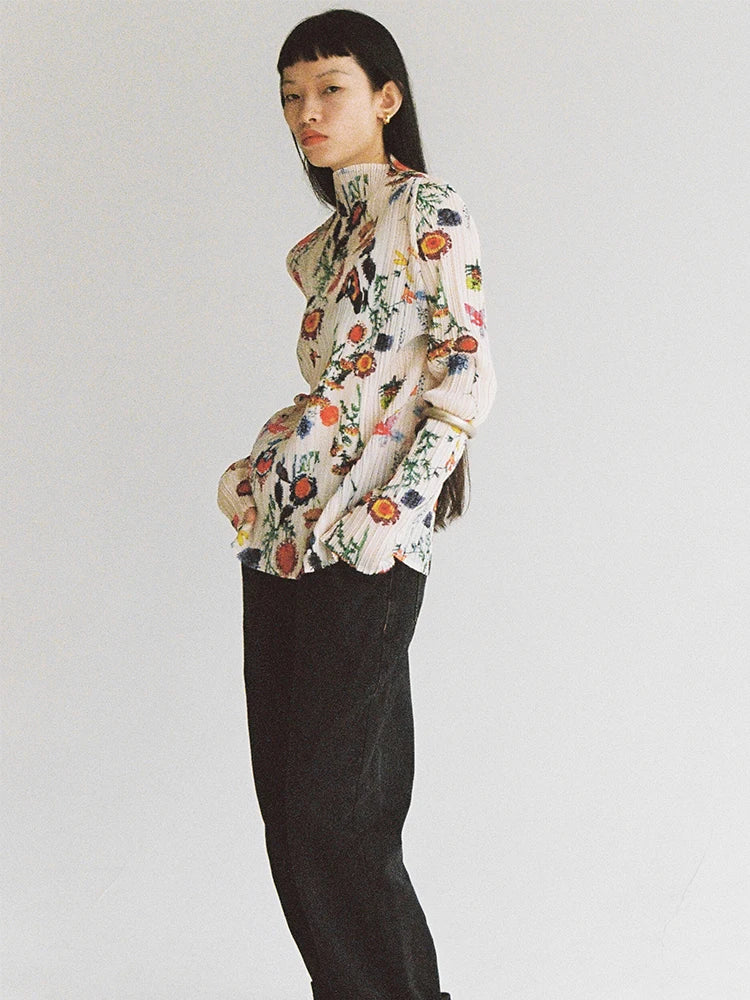 Ethereal Bloom Pleated Top