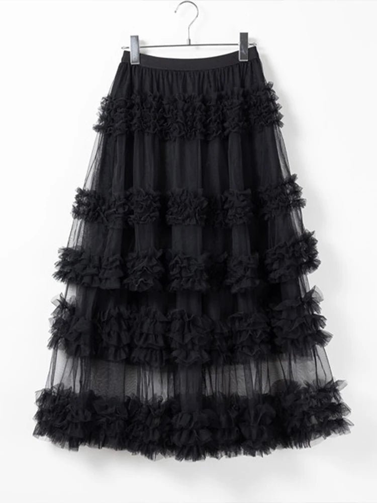 Midnight Frill Gothic Tiered Skirt