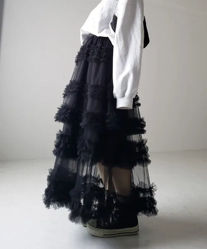 Midnight Frill Gothic Tiered Skirt