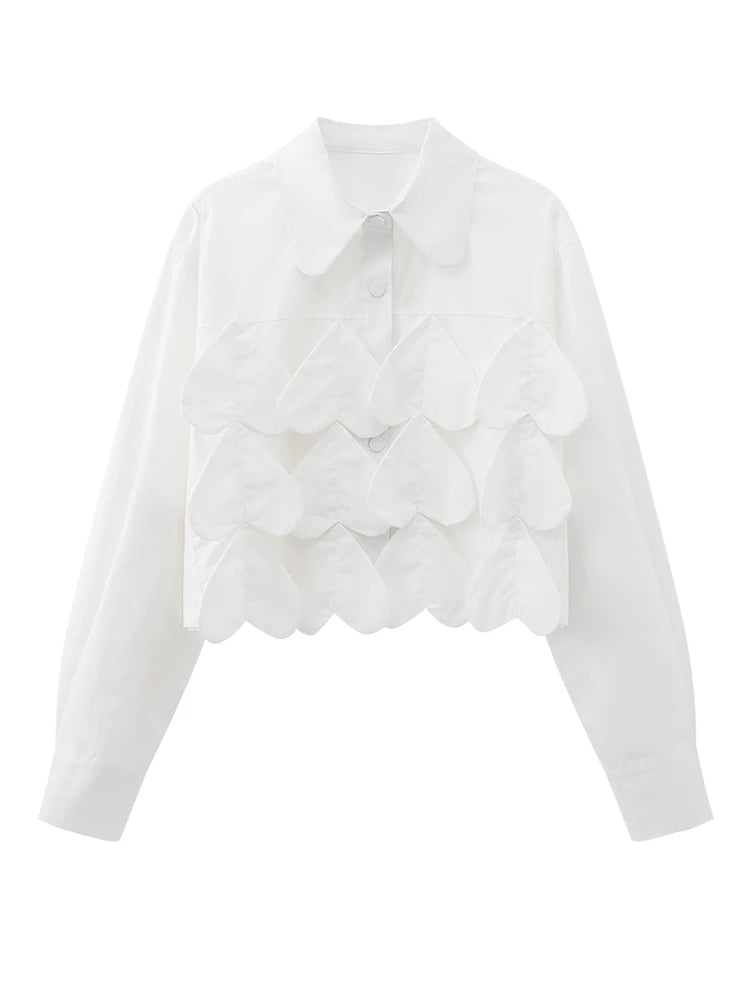 Heartfelt Charm Cropped Blouse – Romantic Edge