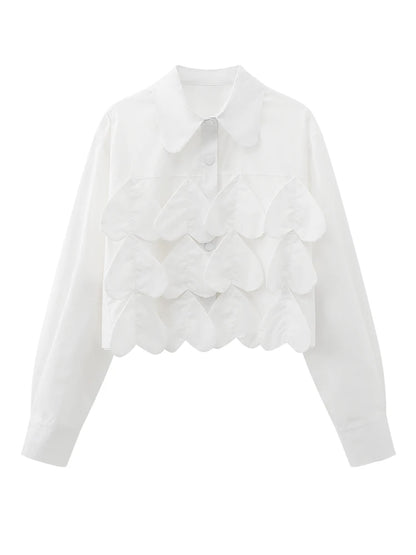 Heartfelt Charm Cropped Blouse – Romantic Edge