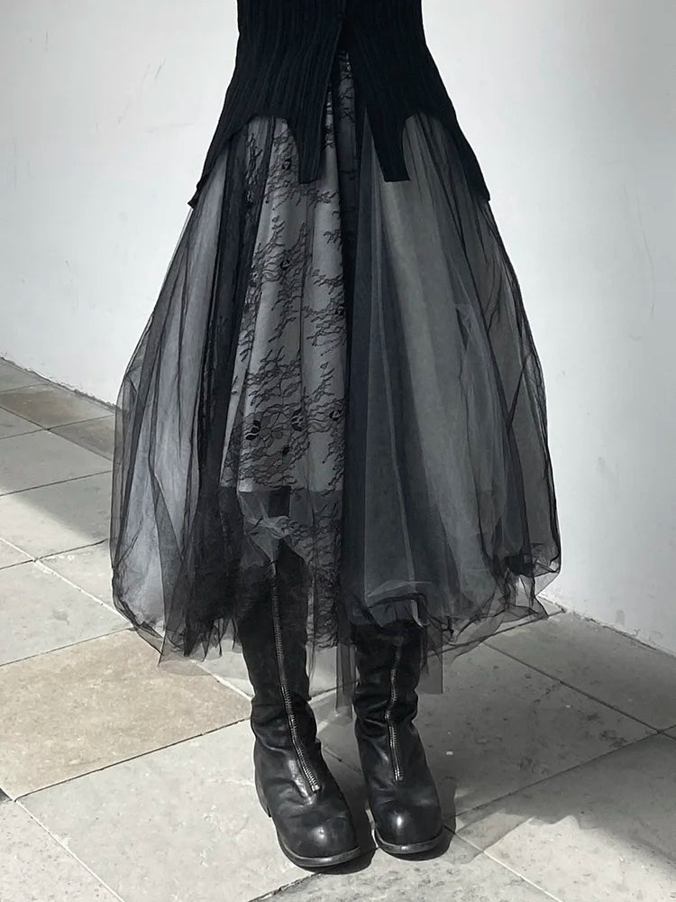 Ethereal Layers: Tulle Skirt with Printed Accents