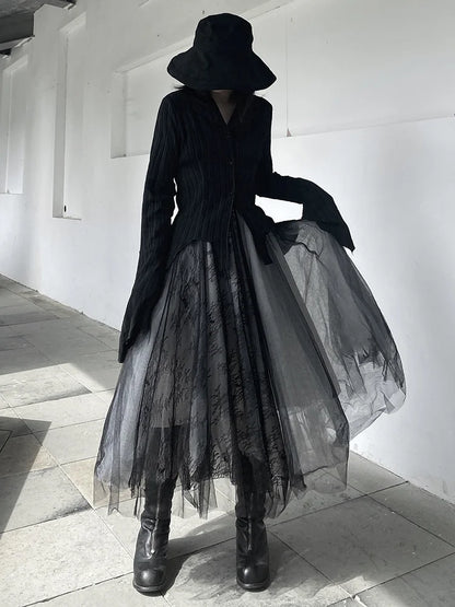 Ethereal Layers: Tulle Skirt with Printed Accents