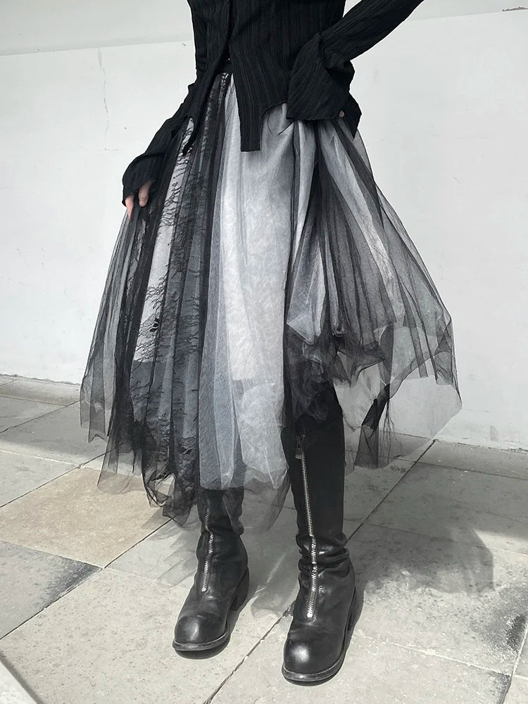 Ethereal Layers: Tulle Skirt with Printed Accents