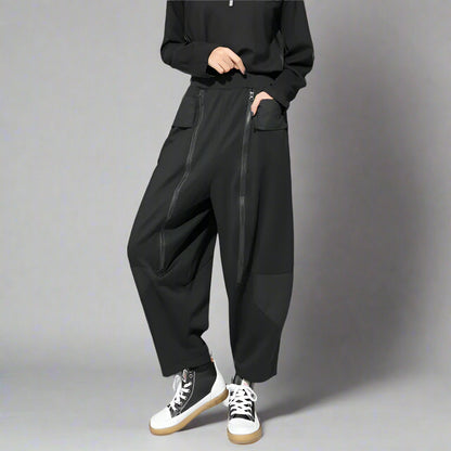 Punk Zipper-Detail Baggy Trousers