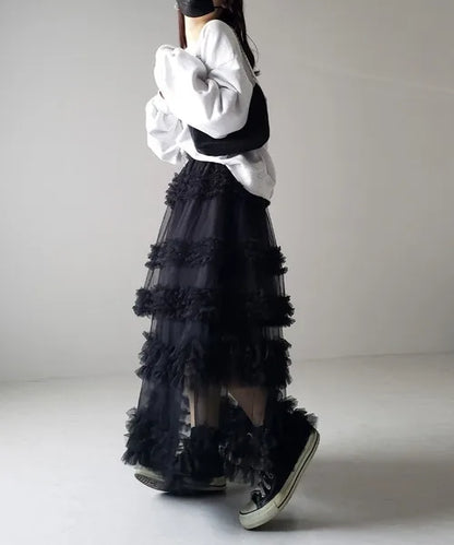 Midnight Frill Gothic Tiered Skirt