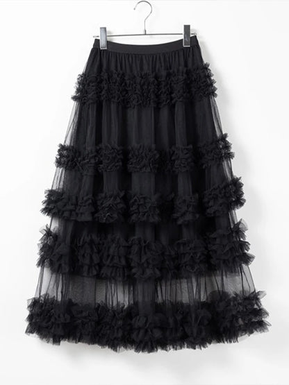 Midnight Frill Gothic Tiered Skirt