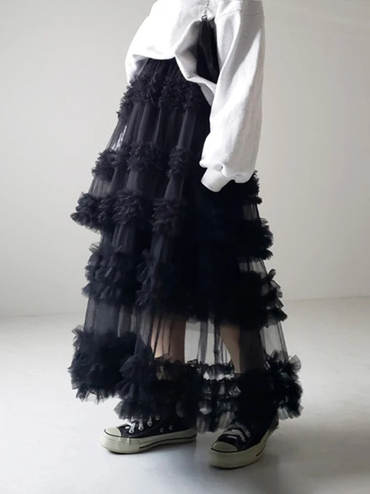 Midnight Frill Gothic Tiered Skirt
