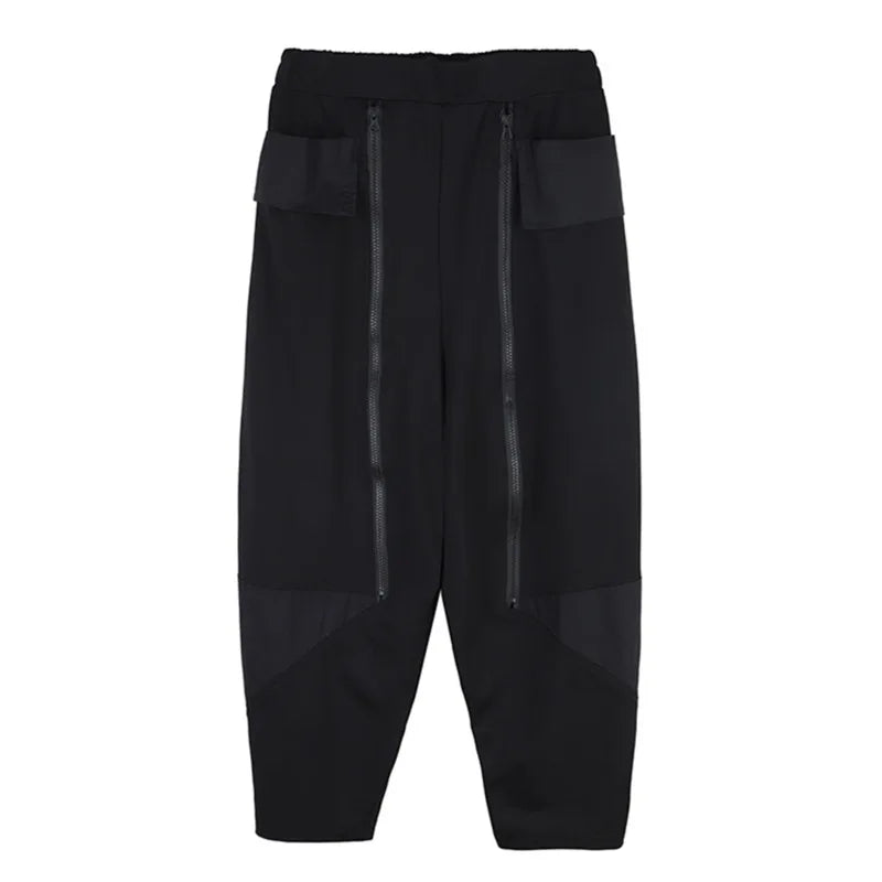 Punk Zipper-Detail Baggy Trousers