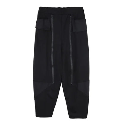 Punk Zipper-Detail Baggy Trousers