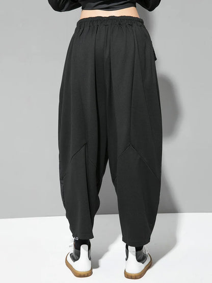 Punk Zipper-Detail Baggy Trousers