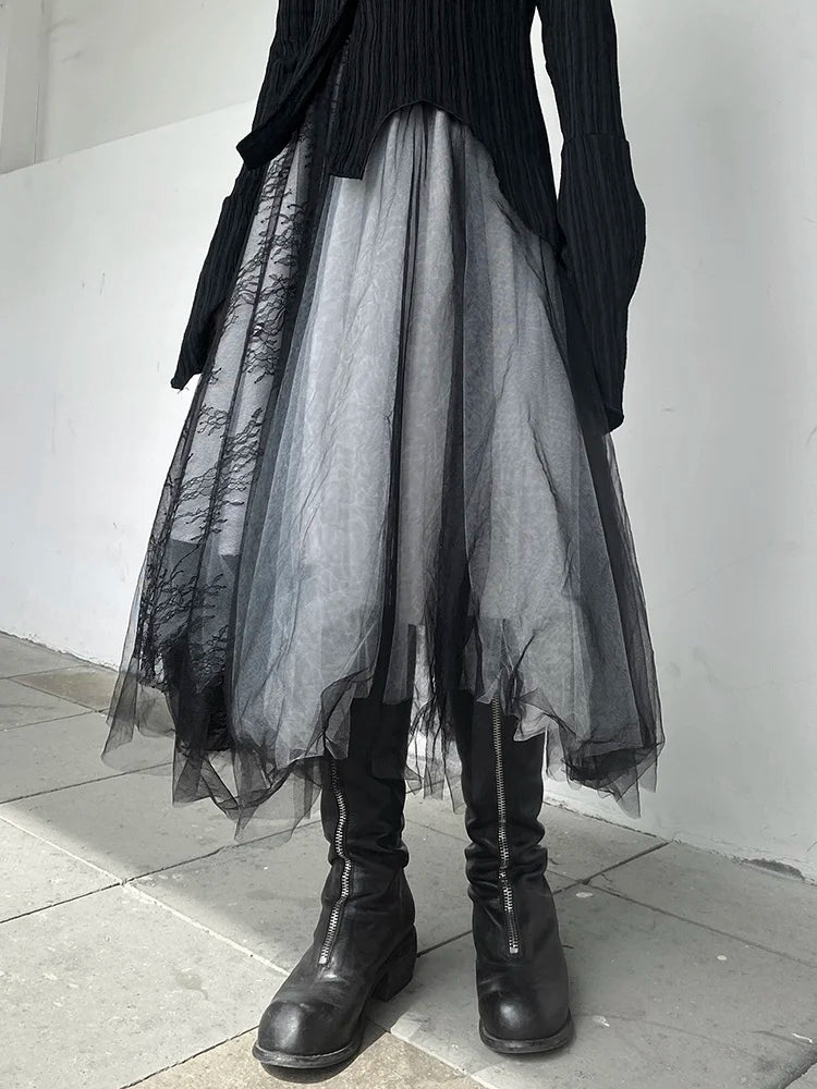 Ethereal Layers: Tulle Skirt with Printed Accents