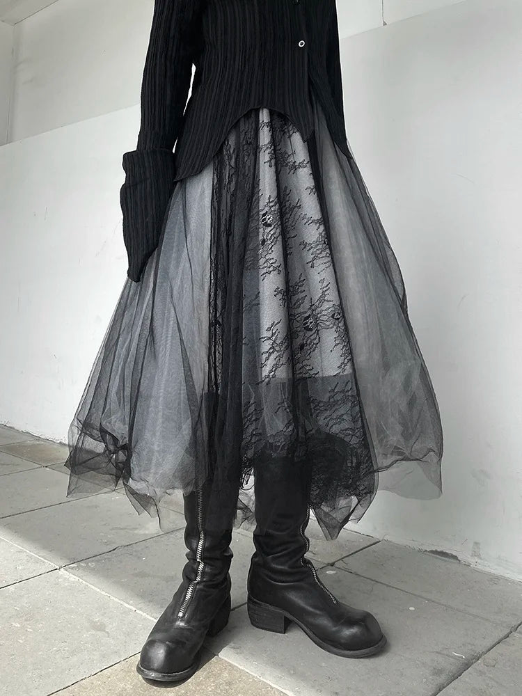 Ethereal Layers: Tulle Skirt with Printed Accents