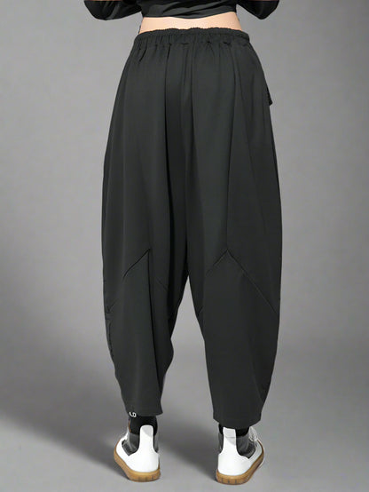 Punk Zipper-Detail Baggy Trousers