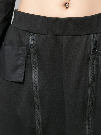 Punk Zipper-Detail Baggy Trousers