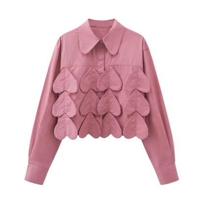 Heartfelt Charm Cropped Blouse – Romantic Edge