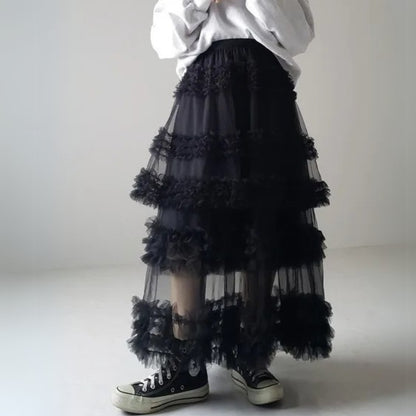 Midnight Frill Gothic Tiered Skirt